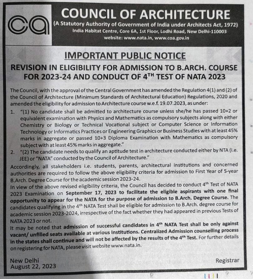 Regulation 4(1) and (2) of Council of Architecture,
